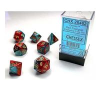 Polyhedral Dice: Gemini - Red-Teal with Gold (7)