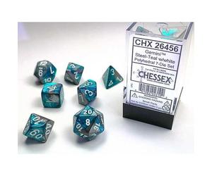 Polyhedral Dice: Gemini - Steel-Teal with White (7)