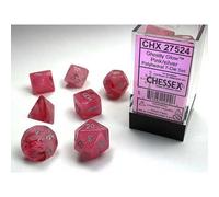 Polyhedral Dice: Ghostly Glow - Pink with Silver (7)