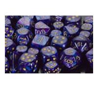 Polyhedral Dice: Lustrous - Purple with Gold (7)