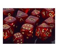 Polyhedral Dice: Scarab - Scarlet with Gold (7)