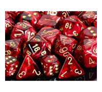 Polyhedral Dice: Vortex - Burgundy with Gold (7)