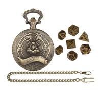 Polyhedral Dice with Pocket Watch Case, Vintage Metal Charm, Retro Chain Pendente, Tiny Dice for Tabletop Games, Unique Gift for Game Lovers, Stylish Portable Accessory, Se référer au descriptif,