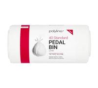 Polylina - Sacchetti per la Spazzatura a Pedale, 35 Litri, 40 Sacchetti Bianchi con Laccetto, in plastica Riciclata, rifiuti di Cucina e Grandi bidoni Interni