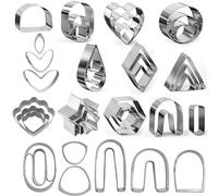 Polymer Clay Cutters Mini 39 pezzi in acciaio inox polimero clay formine per la creazione di gioielli, set di strumenti fai da te per biscotti, biscotti, torte, utensili per gioielli