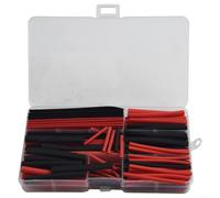 Polyolefin Heat Shrink Tube Set 2:1 Ratio Electrical | Black and red colors, large diameters included, uniform shrinkage, tight fit protection, prevents leakage