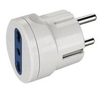 POLYPOOL Adattatore con spina 16A 2P+T (standard franco/tedesco terra laterale) e presa bivalente 10/16A 250V, bianco