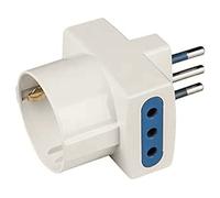 POLYPOOL Adattatore multipresa con spina 10A 2P+T, 2 prese 2P+T e 1 presa 10 - 16A 250V, bianco