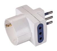POLYPOOL Adattatore multipresa con spina 10A 2P+T, 2 prese 2P+T e 1 presa 10 - 16A 2P+T 250V, bianco
