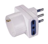 POLYPOOL Adattatore multipresa con spina 16A 2P+T, 2 prese bivalenti 10/16A 2P+T e 1 presa 10 - 250V, bianco