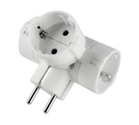 POLYPOOL Adattatore multipresa con spina e 3 prese standard tedesco 16A 2P+T terra laterale, bianco