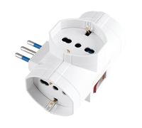 POLY POOL - PP2385 Adattatore Presa Multipla Multisize SalvaSpazio - Adattatore Spina Italiana 16A e Tripla Presa Schuko Pluristandard P40 10A-16A - Adattatore Multipresa con Interruttore Sicurezza