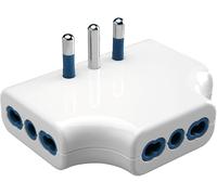 POLYPOOL Adattatore Spaziozero con spina 16A 2P+T, 3 prese 10/16A A 2P+T 250V, ingombro di soli 20mm dalla presa a muro, bianco