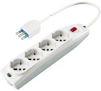 PRESA MULTIPLA BIANCA CON 4 PRESE BIVALENTI GRANDI 1,5 M CAVO CON INTERRUTTORE