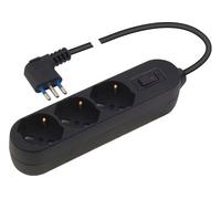 Poly Pool Presa multipla PP2513.2 3 prese pluristandard, interruttore di sicurezza, cavo 1,5 m Nero