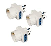 POLYPOOL - PP0468.3 Kit Adattatori Presa Tedesca Italiana - Presa Schuko, Spina 16A, 2 Prese Bivalente 10-16A e 1 Presa 10-16A