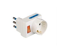 Poly Pool - Adattatore PP2382 spina 16A, 3 prese (2x10/16A + 1x2P+T), interruttore luminoso, bianco