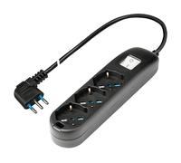 POLYPOOL Presa multipla 250V con 3 prese pluristandard 10/16A 2P+T, 1,5 m cavo spina 16A uscita a 90°, interruttore luminoso, nero
