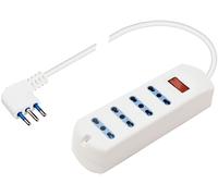 POLYPOOL Presa multipla 250V con 4 prese “grandi” 10/16A 2P+T, 1,5 m cavo spina “piccola” salvaspazio 10A interruttore di sicurezza, bianco