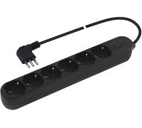 POLYPOOL Presa multipla 250V con 6 prese “grandi” pluristandard 10/16A 2P+T, 1,5 m cavo spina “piccola” salvaspazio 10A interruttore di sicurezza, nero
