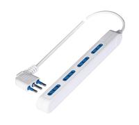 POLYPOOL Presa multipla “SPAZIOZERO” 250V con 4 prese 10A 2P+T, 1,5 m cavo, spina salvaspazio uscita a 90°, bianco, ingombro di soli 23mm