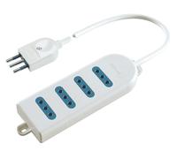 POLYPOOL Presa quadrupla 10A 2P+T, 1,5 m cavo con spina 2P+T. Dimensioni compatte, bianco