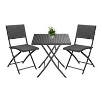 Polyrattan 3 pz. Set da balcone nero pieghevole