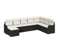 Polyrattan Antimuffa Modulare Design Moderno Nero Bianco 8 Pezzi | Set Divano da Giardino 8 Posti Modulare Poly Rattan Nero e Bianco con Cuscini, Angolare Esterno con Telaio in Acciaio, Raggi
