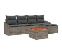 Polyrattan componibile Grigio Modello Angolare 6 pezzi con tavolino | Set Divano da Giardino 6 Pezzi Modulare Polyrattan Grigio Outdoor con Contenitore Impermeabile, Angolare Relax per Terrazza e