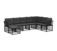 Polyrattan intrecciato resistente UV idrorepellente Set componibile Nero | Set Divani da Esterno Modulare 8 Posti Nero Polyrattan Poliestere Idrorepellente per Patio Giardino Terrazza con Cuscini