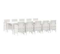 Polyrattan opaco resistente ai raggi UV Design ergonomico rettangolare | Set da Pranzo da Giardino 11 Pezzi con Cuscino Tavolo Outdoor Rattan Bianco e Taupe per Terrazza con 10 Posti Resistente UV