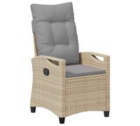 Polyrattan reclinabile con tavolo estraibile multifunzione beige e grigio | Sedia da giardino reclinabile Beige e Grigio Chiaro polyrattan con tavolo estraibile, relax outdoor regolabile, durevole