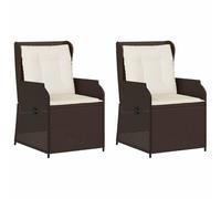Polyrattan regolabile reclinabile giardino terrazza 2 pezzi Marrone