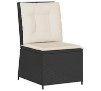 Polyrattan resistente agli agenti atmosferici recliner per terrazzo modello | Divano da giardino recliner con cuscino Nero e Bianco Crema polyrattan per esterno, relax lounge, struttura in acciaio, 1