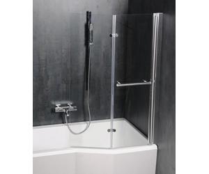 Polysan Odessa parete vasca 97 cm 2 ante argento lucida/vetro trasparente 37127