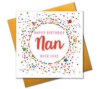 Pom pom"Happy Birthday Nan, with love" biglietto d' auguri