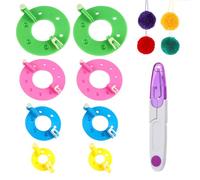 Pom Pom Maker,Pompon Maker,8PCS Kit per Realizzare Pompon,Pom Pom Maker Kit,Fluff Ball Weaver Needle PomPom Maker Set,con 1 Forbici,Kit di Attrezzi in Lana Fai Da Te per Decorazione