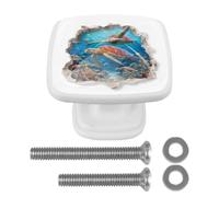 Pomelli a forma di tartaruga marina nel muro per cassetti da cucina, pomelli bianchi per comò, maniglie per porte e armadietti, set di 4