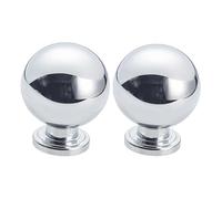 Pomelli a Sfera Rotondi per Cassetti - Maniglie in Ferro di Alta Qualità (Argento o Oro, 0,7 Pollici) - Inclusi Viti, Design Elegante, Multiuso per Mobili e Porte (2 Pezzi Argento)