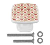 Pomelli bianchi in vetro da cucina con messaggi a forma di cuore rosso, pomelli quadrati per decorare cassettiere, maniglie con viti per armadio, set di 4