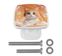 Pomelli bianchi per cassetti da cucina a forma di gatto che fanno il bagno, per cassettiere, credenze, porte, accessori per mobili da bagno, set di 4