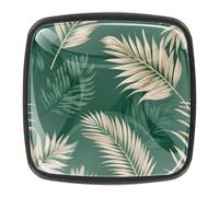 Pomelli da cucina con foglie di palma tropicali, senza cuciture, con viti, maniglie per mobili per la casa, confezione da 4, colore: verde salvia