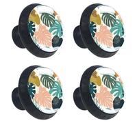 Pomelli decorativi da cucina con palma tropicale retrò, senza cuciture, con viti, maniglie per mobili per la casa, confezione da 4