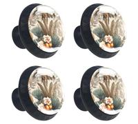 Pomelli decorativi da cucina con palma tropicale, senza cuciture, con viti, maniglie per mobili per la casa, confezione da 4