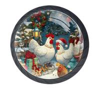 Pomelli decorativi natalizi a forma di gallina, per armadietti da cucina, cassettiere, cassetti, cassetti, cassettiere, armadi, set da 4