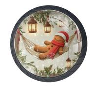 Pomelli decorativi natalizi a forma di omino di pan di zenzero, per armadietti, cassettiere, cassetti, cassettiere, armadi, set da 4