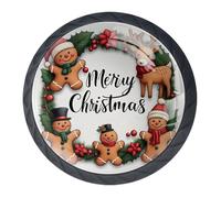 Pomelli decorativi natalizi a forma di omino di pan di zenzero, per armadietti da cucina, cassetti, cassetti, cassettiere, armadi, set da 4