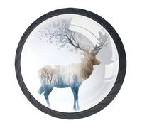 Pomelli decorativi per armadietti da cucina con alberi della foresta artistica, con viti, maniglie per mobili per la casa, confezione da 4