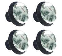 Pomelli decorativi per armadietti da cucina, con foglie di palma tropicali, colore verde salvia con viti, maniglie per mobili per la casa, confezione da 4