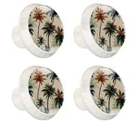 Pomelli decorativi per armadietti da cucina, con palma di cocco, motivo foresta tropicale, pomelli decorativi per cassetti con viti, maniglie per mobili per la casa, confezione da 4